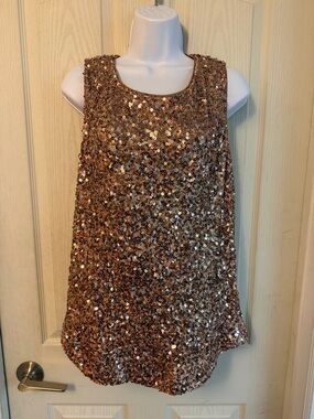 Sequin Tank Top - Rose Gold Bronzy Sparkle